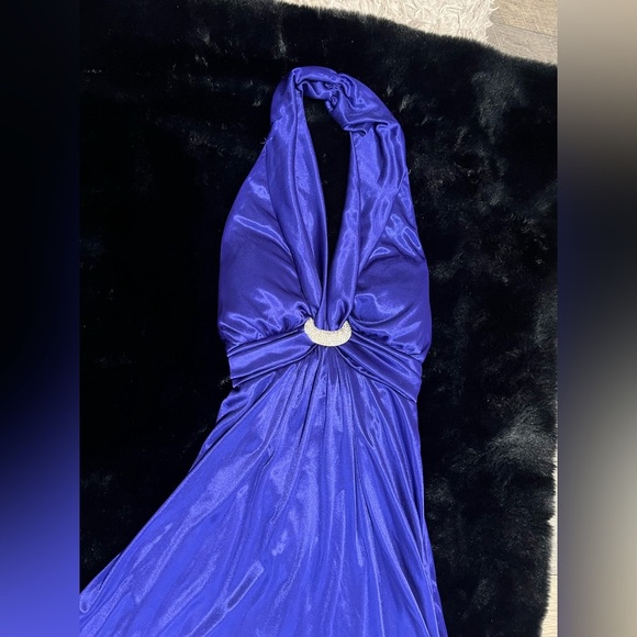MyMichelle Purple Halter Dress Satin Shine Party Cocktail Y2K Rhinestone Small - Picture 4 of 8